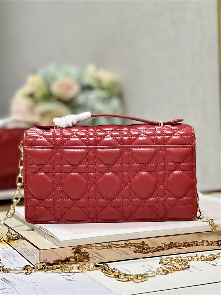 DIOR MISS DIOR MINI BAG RED CANNAGE LAMBSKIN