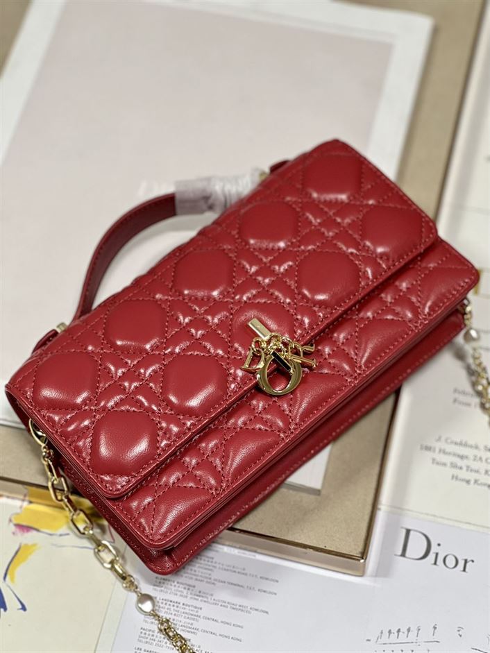 DIOR MISS DIOR MINI BAG RED CANNAGE LAMBSKIN