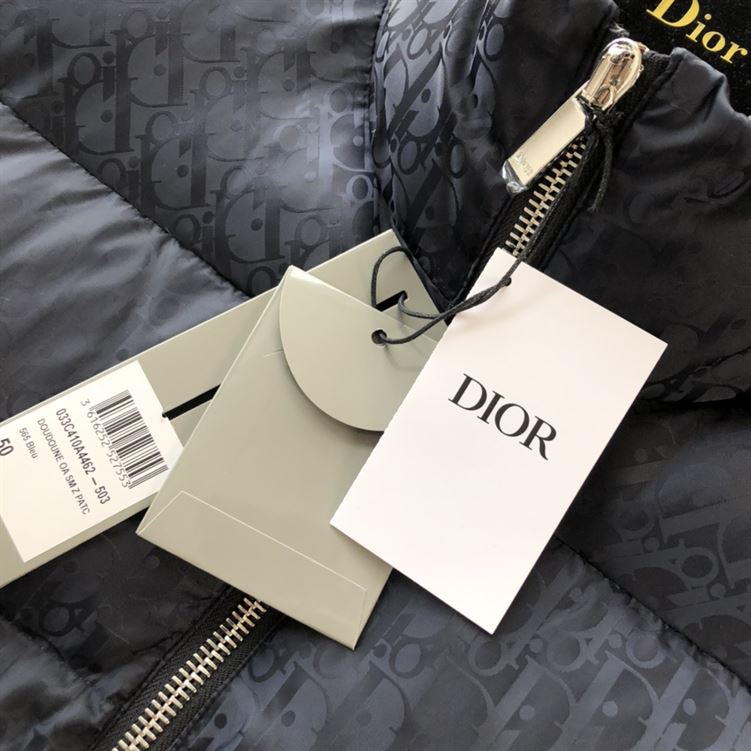 DIOR OBLIQUE DOWN JACKET BLACK NYLON TECHNICAL JACQUARD - DRC008
