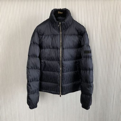 DIOR OBLIQUE DOWN JACKET BLACK NYLON TECHNICAL JACQUARD - DRC008