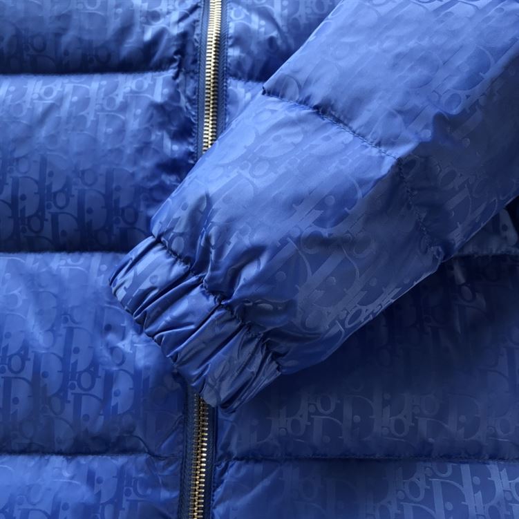 DIOR OBLIQUE DOWN JACKET BLUE TECHNICAL JACQUARD - DRC005