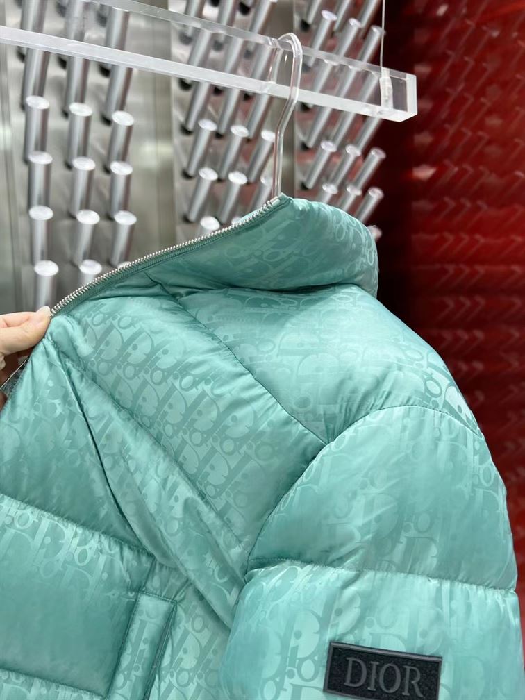 DIOR OBLIQUE DOWN JACKET SEA GREEN TECHNICAL JACQUARD - DRC004