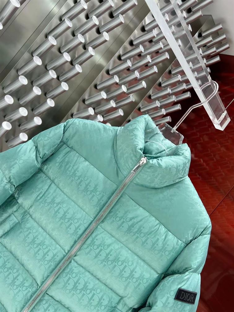 DIOR OBLIQUE DOWN JACKET SEA GREEN TECHNICAL JACQUARD - DRC004