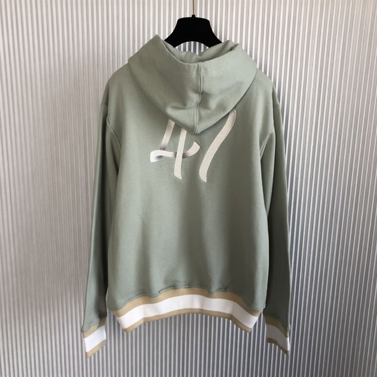 DIOR OVERSIZED HOODED SWEATSHIRT LIGHT GREEN ORGANIC COTTON FLEECE