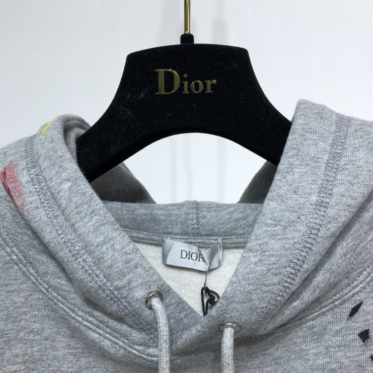 DIOR OVERSIZED SWEATSHIRT WHITE COTTON FLEECE WITH PAINT PRINT