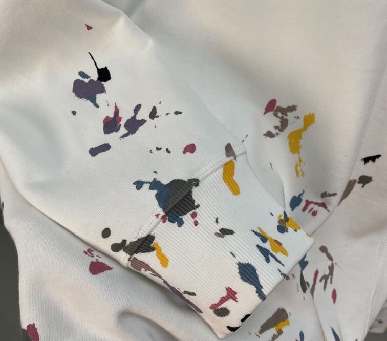 DIOR OVERSIZED SWEATSHIRT WHITE COTTON FLEECE WITH PAINT PRINT - DOS015