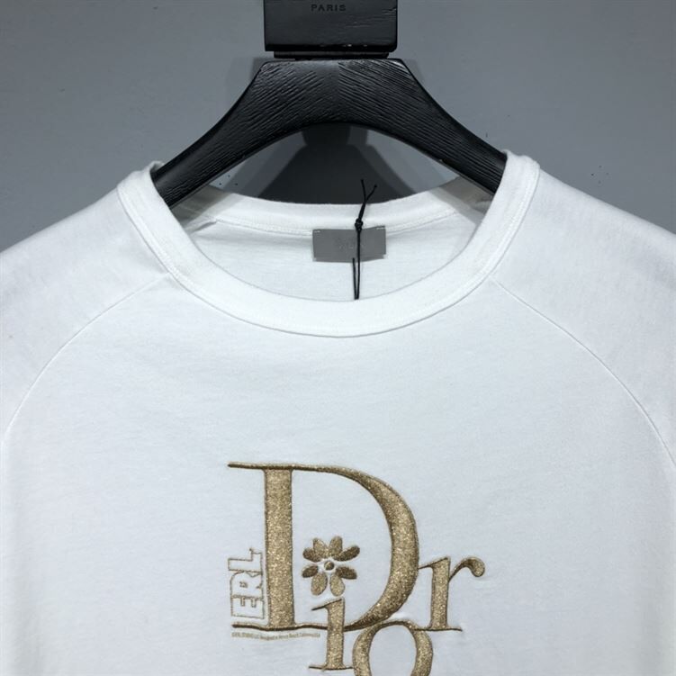 DIOR RELAXED-FIT DIOR BY ERL T-SHIRT WHITE SLUB COTTON JERSEY - DOT021