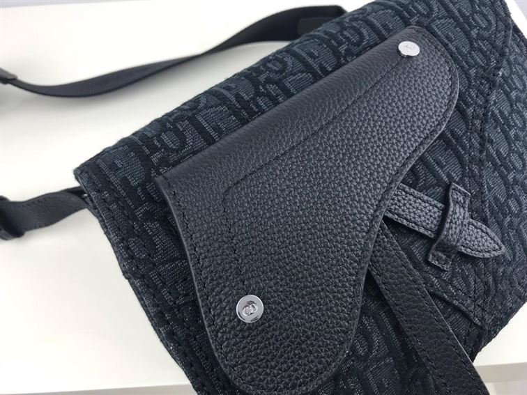 DIOR SADDLE POUCH BLACK OBLIQUE JACQUARD - DIO003