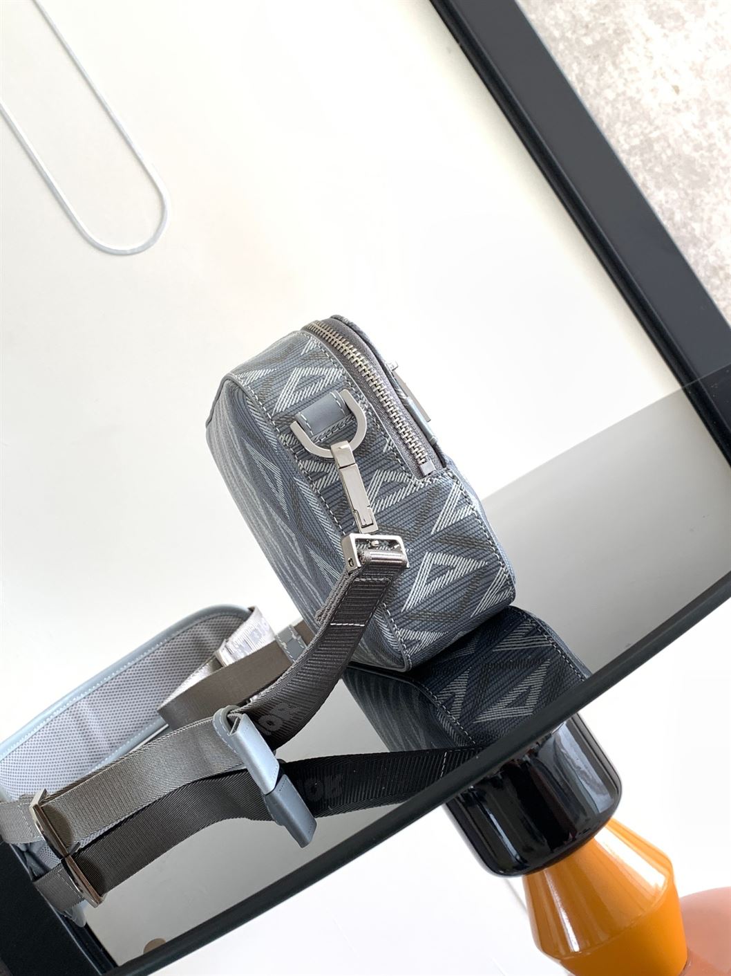 DIOR SAFARI BAG WITH STRAP GRAY CD DIAMOND CANVAS - DIO051