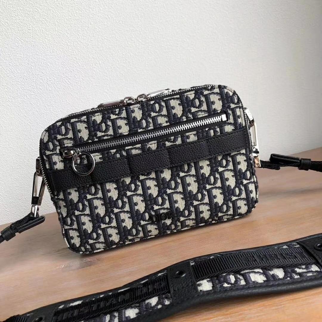DIOR SAFARI MESSENGER BAG BEIGE AND BLACK DIOR OBLIQUE JACQUARD - DIO001
