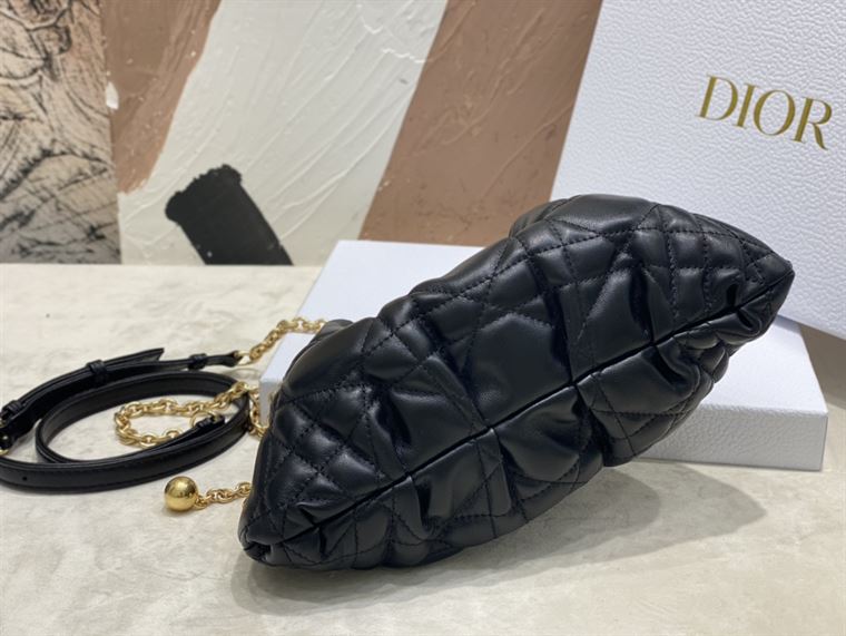 DIOR SMALL DIOR AMMI BAG BLACK SUPPLE MACROCANNAGE LAMBSKIN