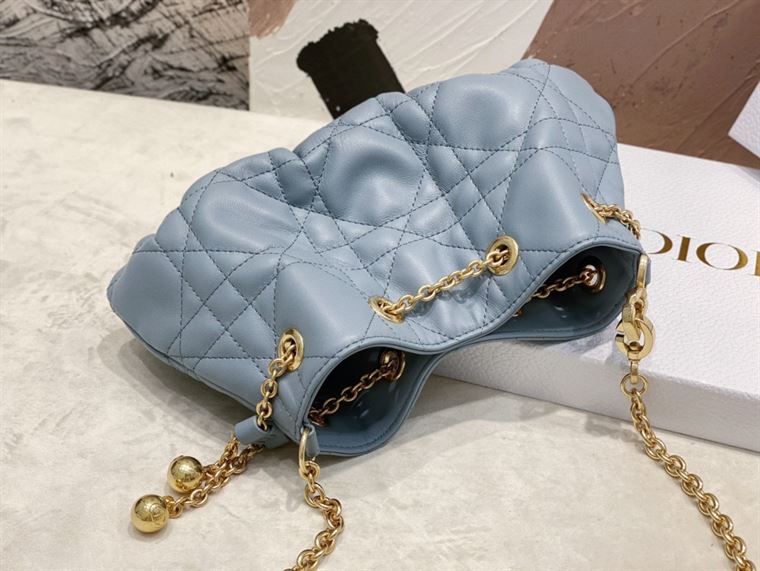 DIOR SMALL DIOR AMMI BAG BLUE SUPPLE MACROCANNAGE LAMBSKIN