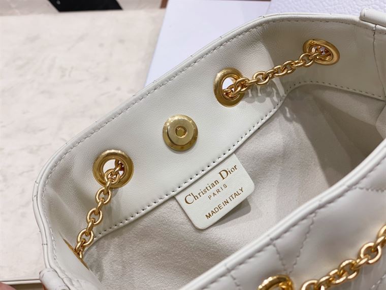 DIOR SMALL DIOR AMMI BAG WHITE SUPPLE MACROCANNAGE LAMBSKIN