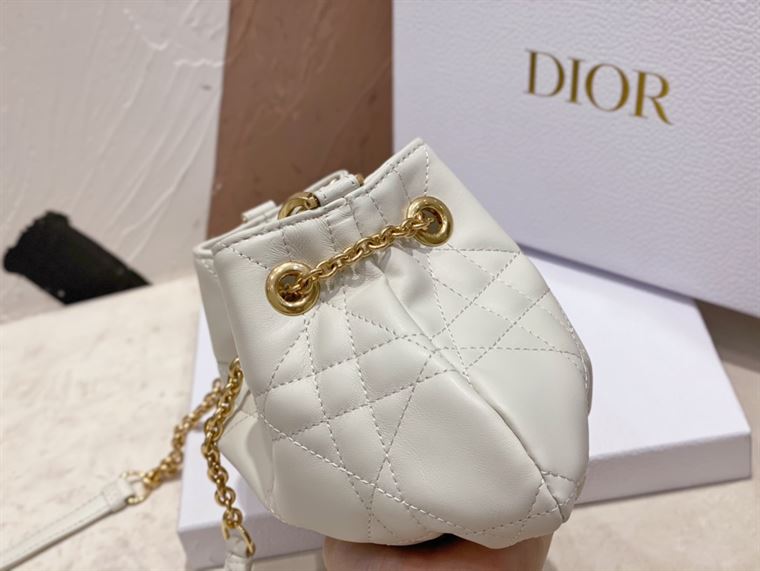 DIOR SMALL DIOR AMMI BAG WHITE SUPPLE MACROCANNAGE LAMBSKIN
