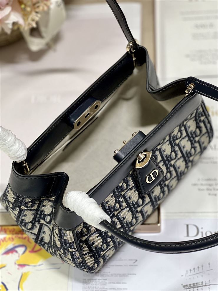 DIOR SMALL DIOR KEY BAG BLUE OBLIQUE JACQUARD