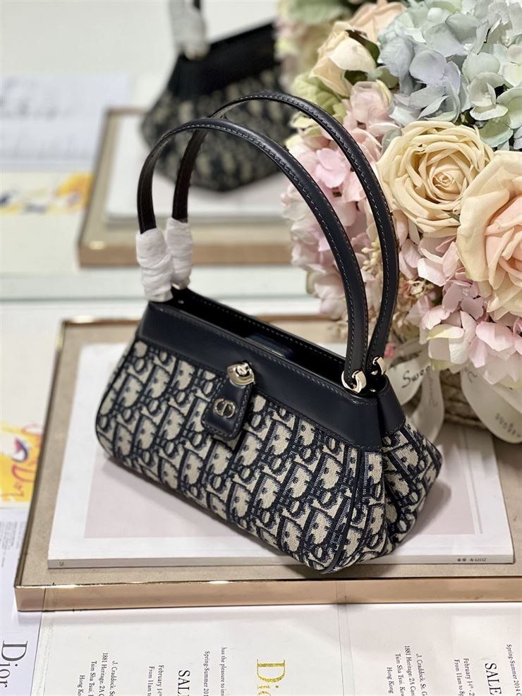 DIOR SMALL DIOR KEY BAG BLUE OBLIQUE JACQUARD