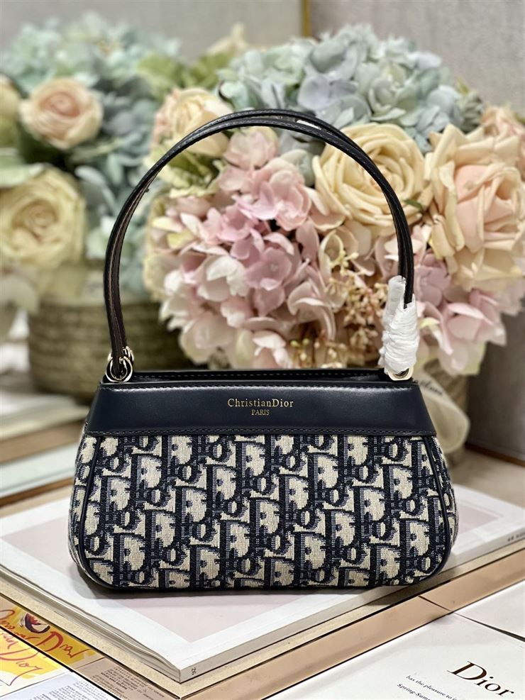 DIOR SMALL DIOR KEY BAG BLUE OBLIQUE JACQUARD
