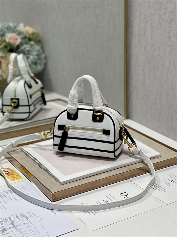 DIOR VIBE ZIP BOWLING MICRO BAG WHITE CALFSKIN
