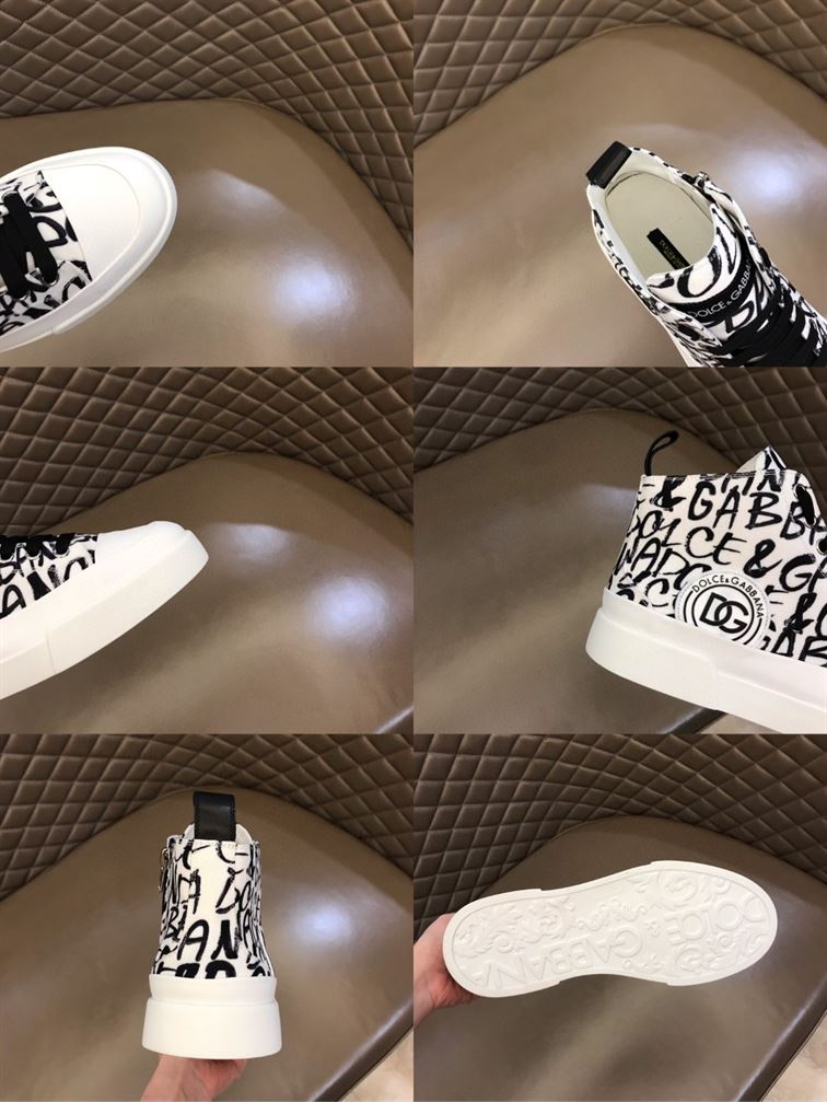 DOLCE & GABBANA CANVAS PORTOFINO LIGHT MID-TOP SNEAKERS WITH DG LOGO PRINT – DG005