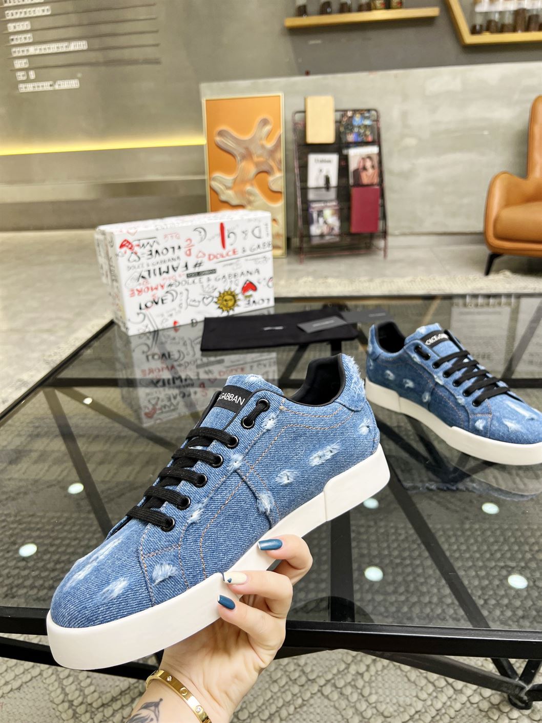 DOLCE & GABBANA DENIM PATCHWORK SNEAKERS – DG024