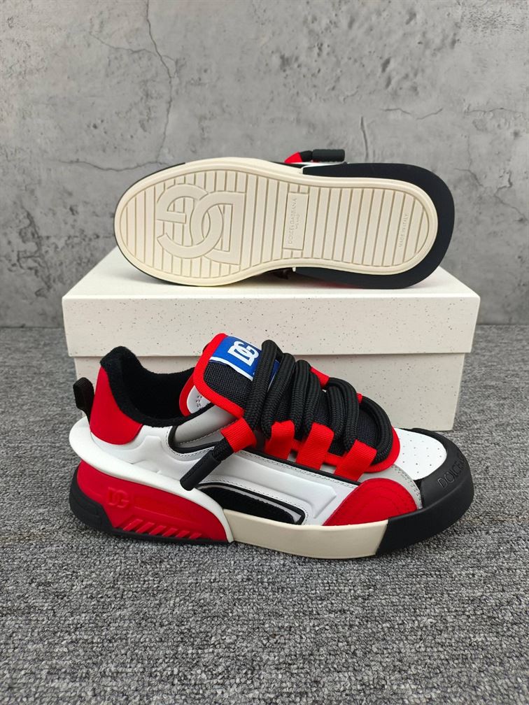 DOLCE & GABBANA MIXED-MATERIAL PORTOFINO SNEAKERS IN MULTICOLOR – DG039