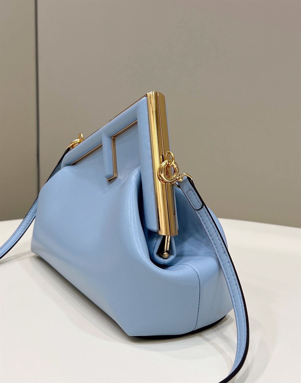 FENDI FIRST SMALL LIGHT BLUE LEATHER BAG