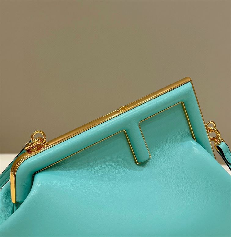 FENDI FIRST SMALL TURQUOISE LEATHER BAG