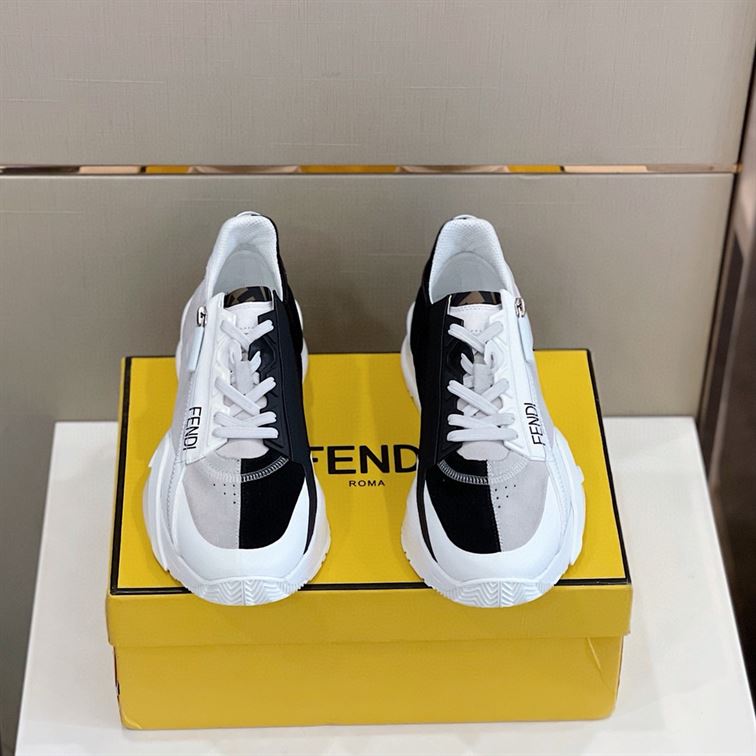 FENDI FLOW BICOLOR SUEDE LOW-TOP SNEAKERS - FDS006