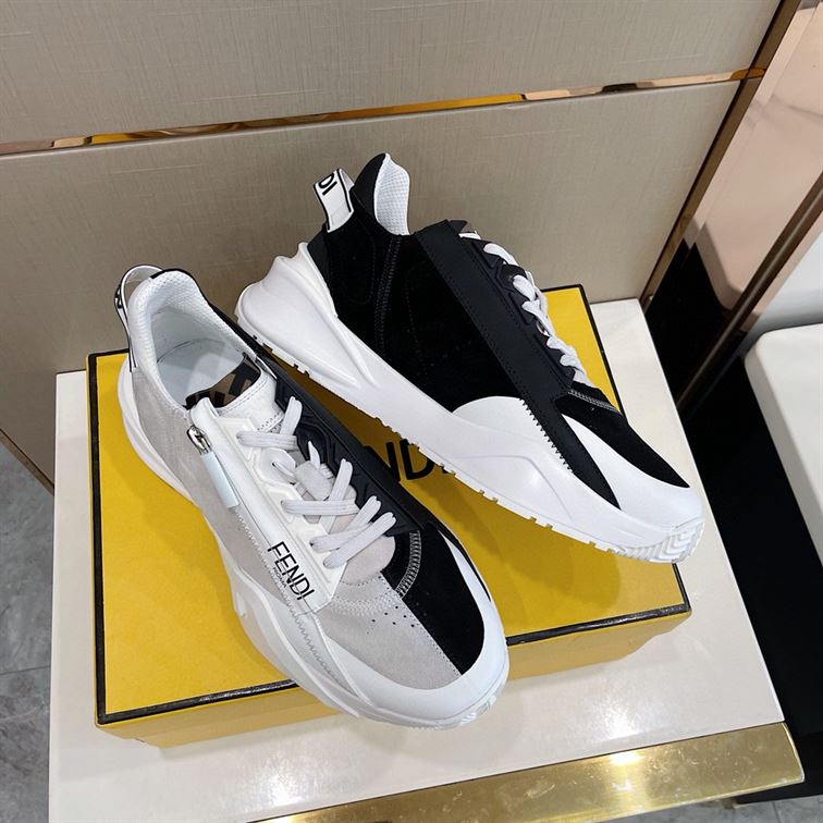 FENDI FLOW BICOLOR SUEDE LOW-TOP SNEAKERS - FDS006