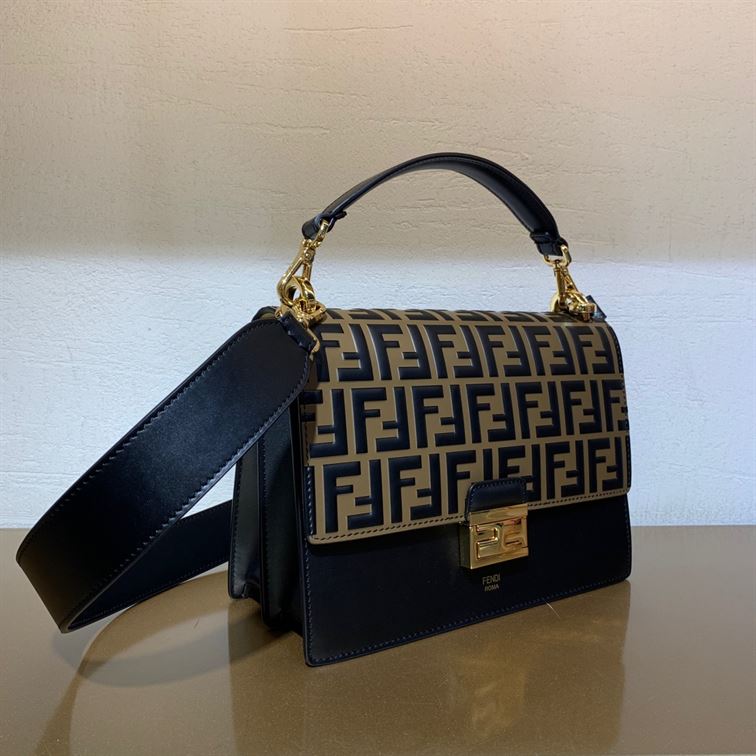 FENDI KAN I BLACK LEATHER BAG