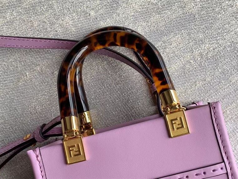 FENDI MINI SUNSHINE SHOPPER LILAC LEATHER MINI BAG
