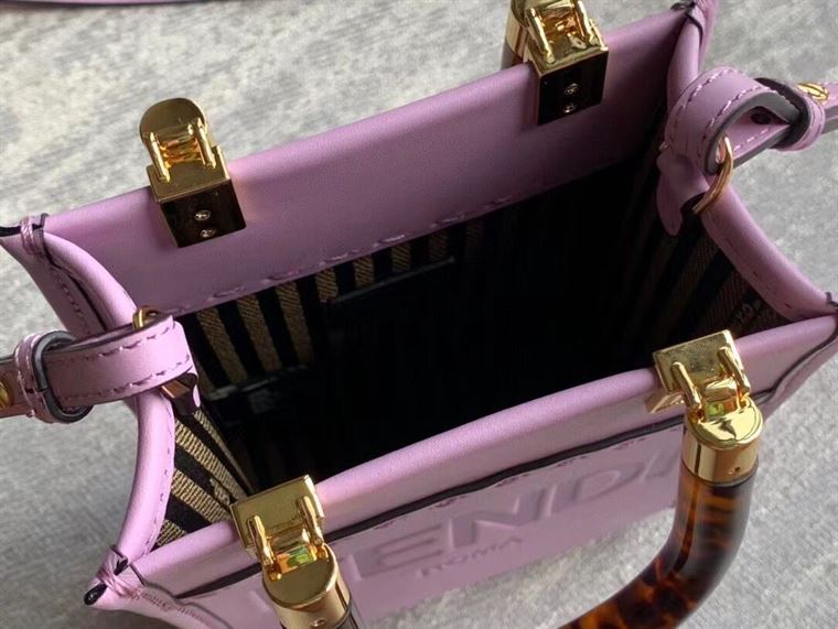 FENDI MINI SUNSHINE SHOPPER LILAC LEATHER MINI BAG