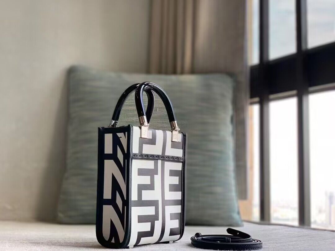 FENDI MINI SUNSHINE SHOPPER TWO TONE LEATHER