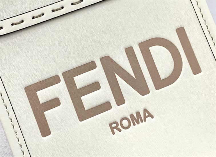 FENDI MINI SUNSHINE SHOPPER WHITE LEATHER MINI BAG