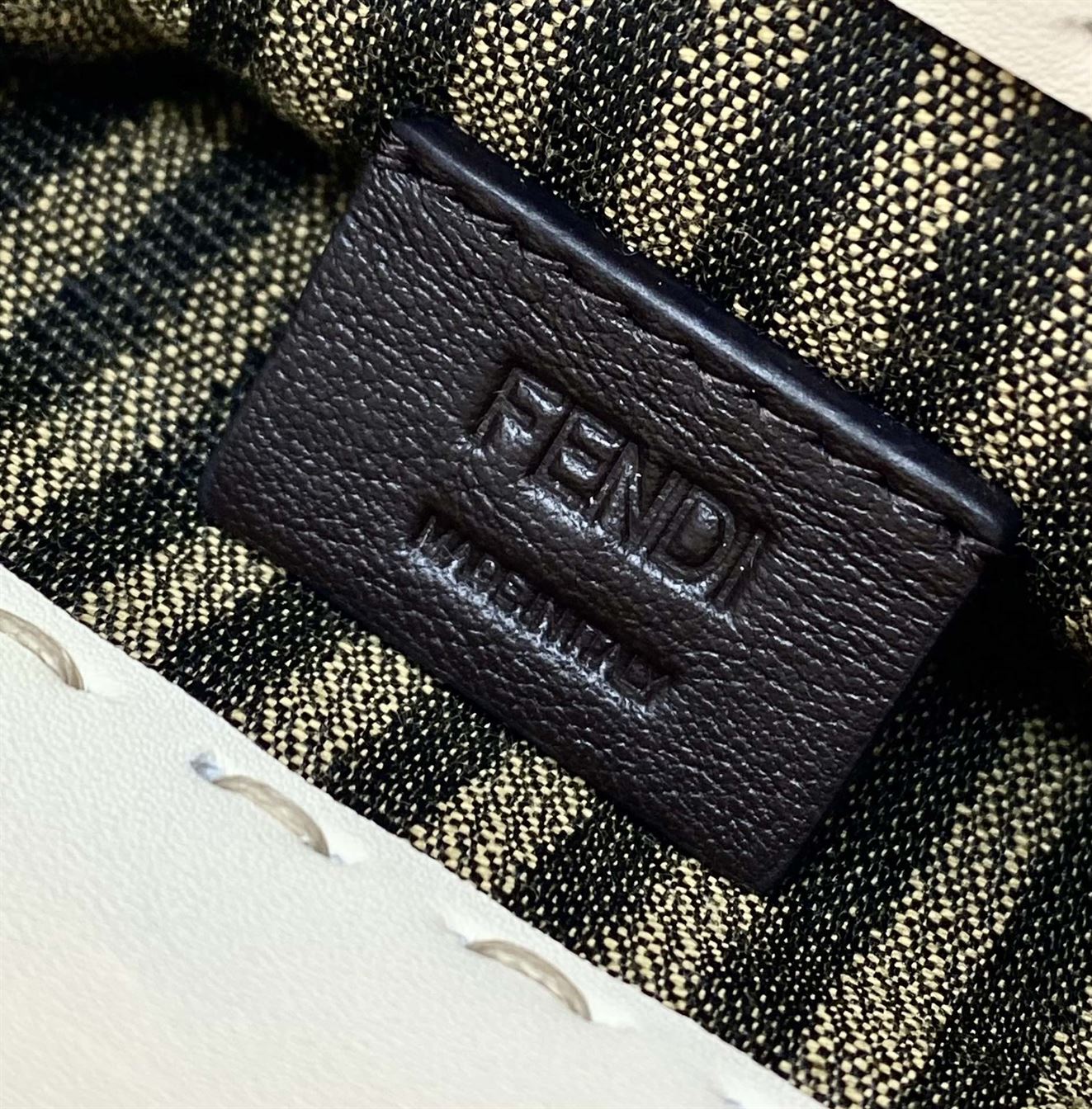 FENDI MINI SUNSHINE SHOPPER WHITE LEATHER MINI BAG