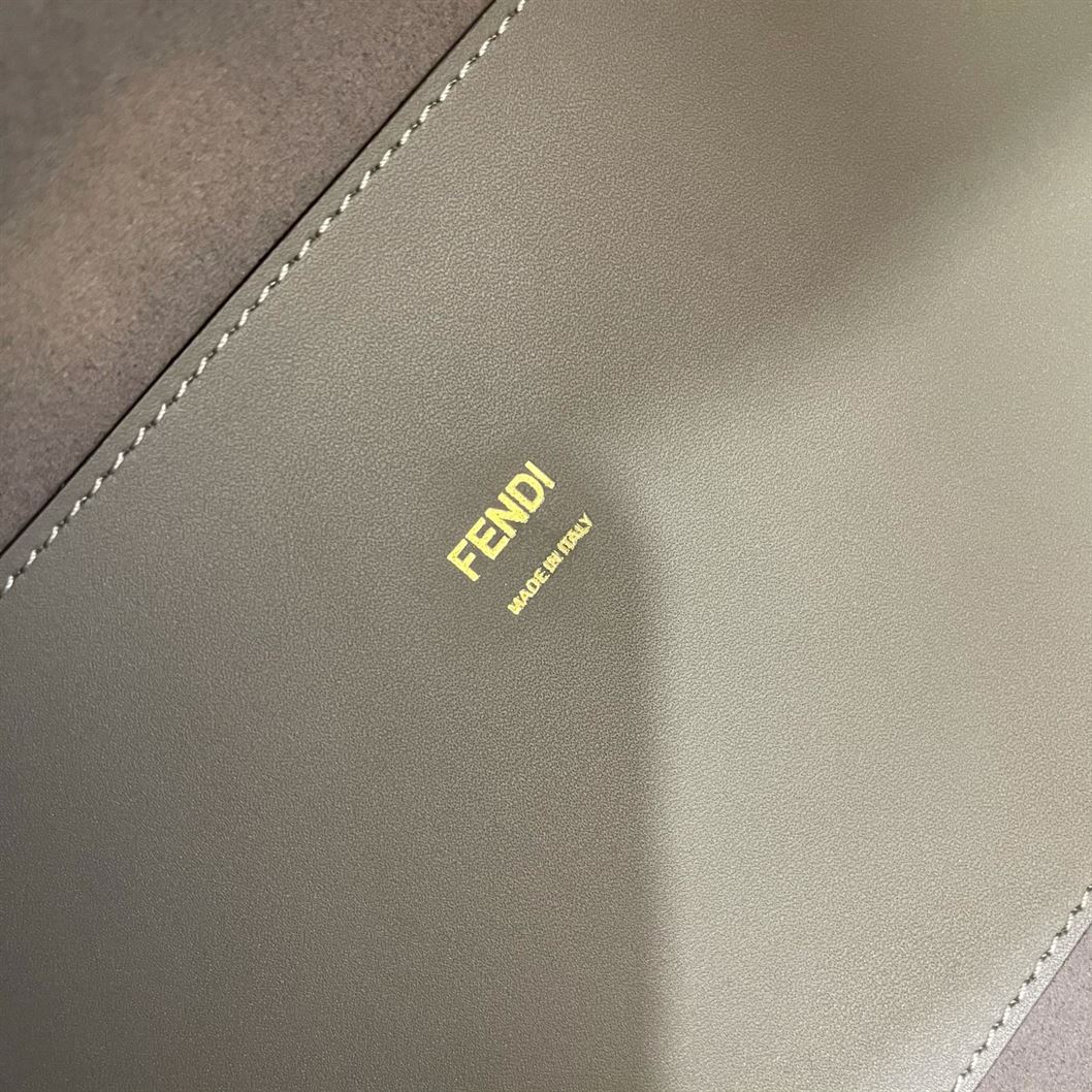 FENDI SUNSHINE MEDIUM GREY LEATHER SHOPPER BAG