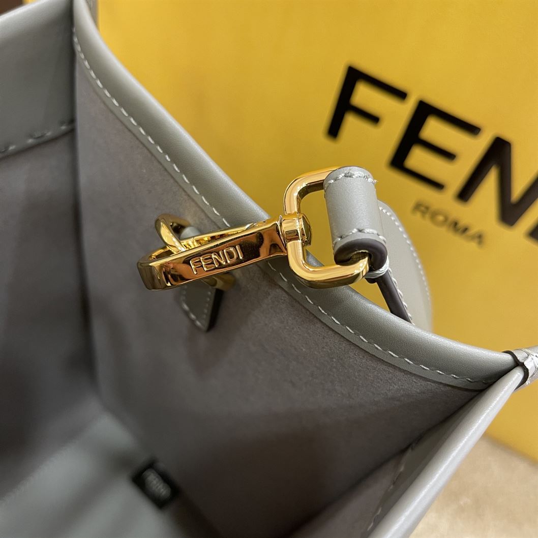 FENDI SUNSHINE MEDIUM GREY LEATHER SHOPPER BAG