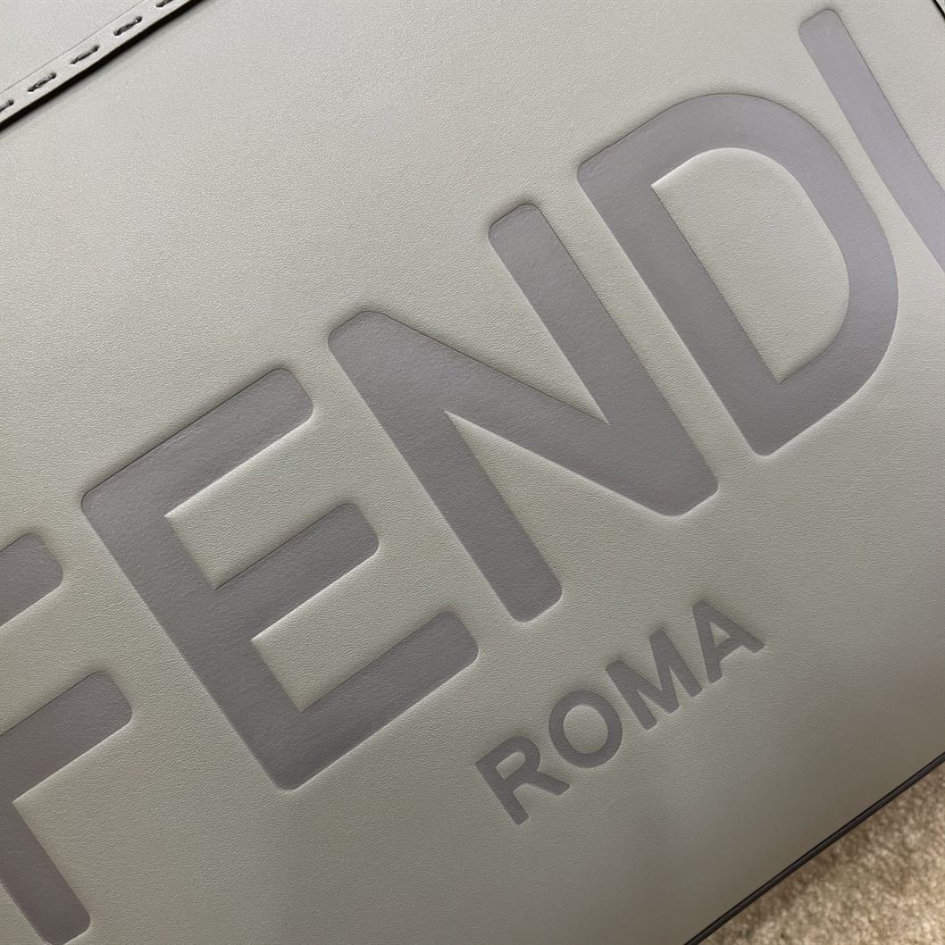 FENDI SUNSHINE MEDIUM GREY LEATHER SHOPPER BAG
