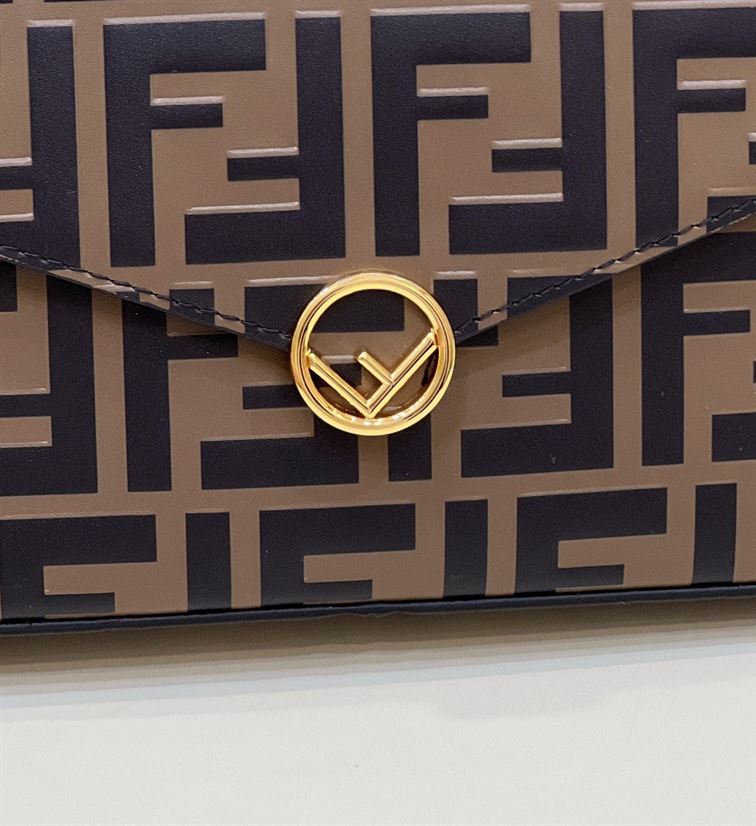 FENDI WALLET ON CHAIN WITH POUCHES BROWN