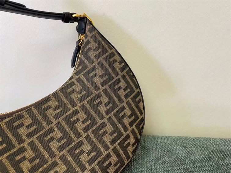 FENDIGRAPHY SMALL BROWN FF FABRIC BAG