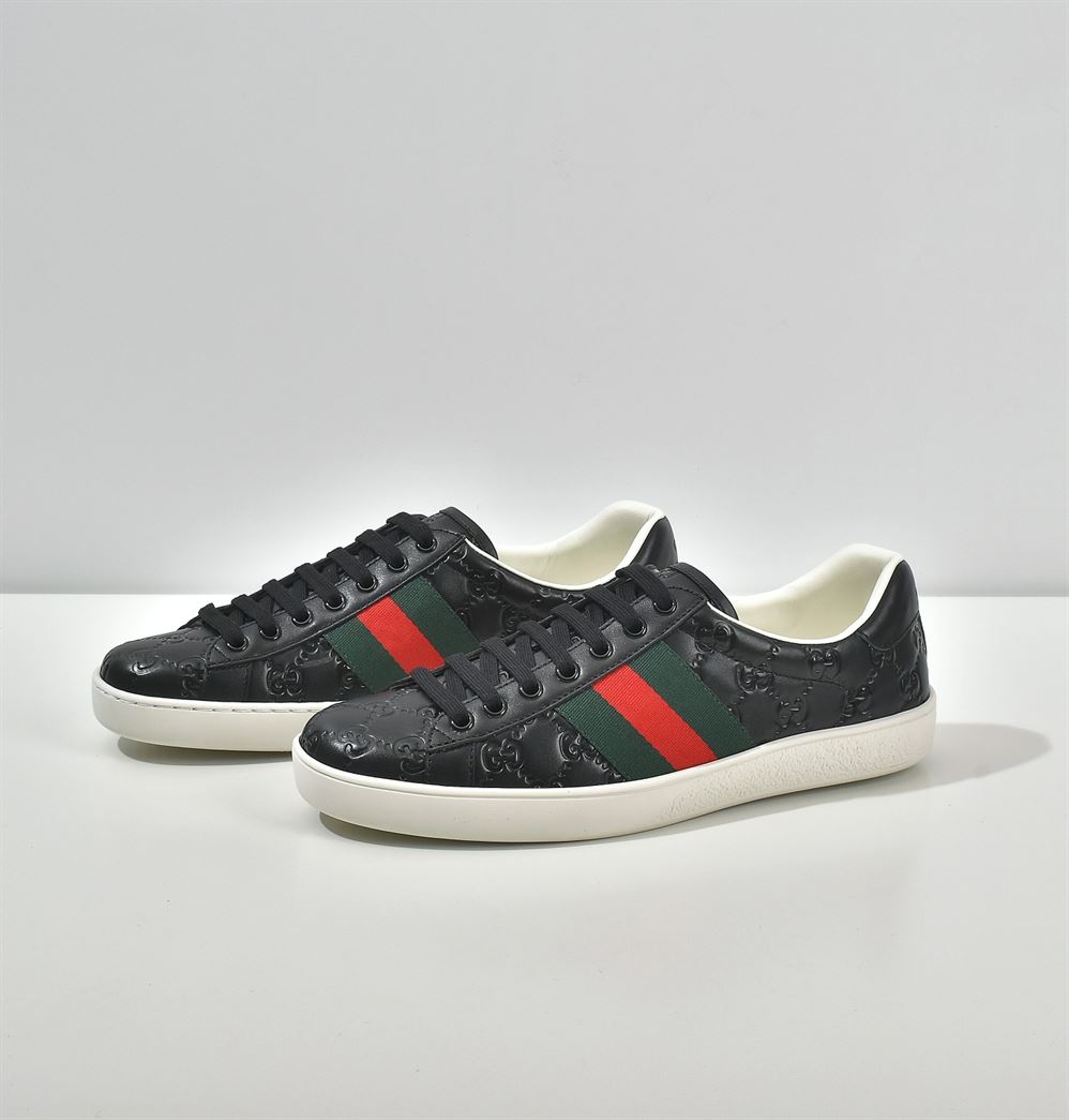 GUCCI ACE SIGNATURE SNEAKER BLACK - GCC028