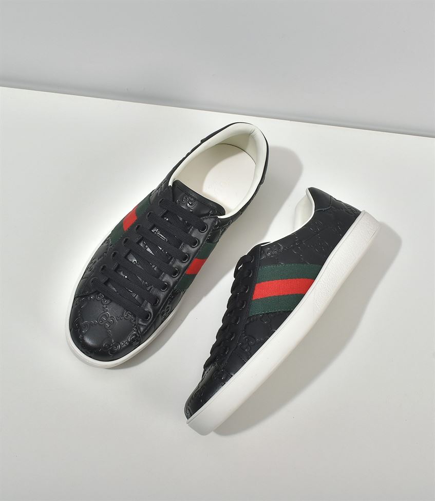 GUCCI ACE SIGNATURE SNEAKER BLACK - GCC028