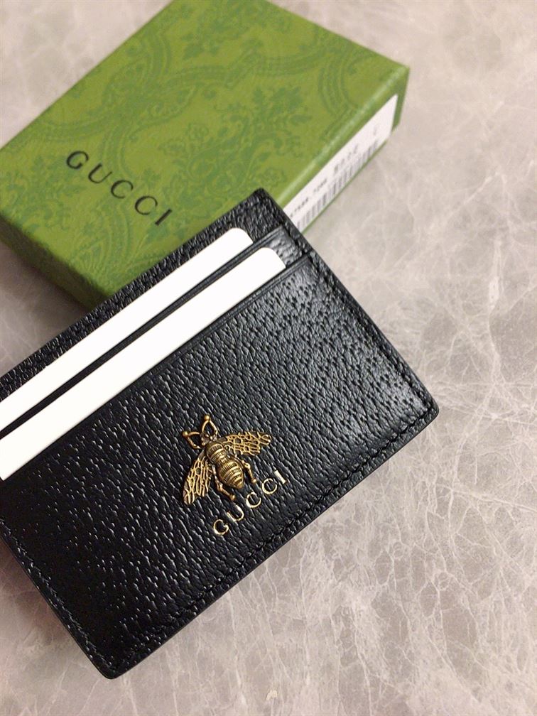 GUCCI ANIMALIER LEATHER CARD CASE
