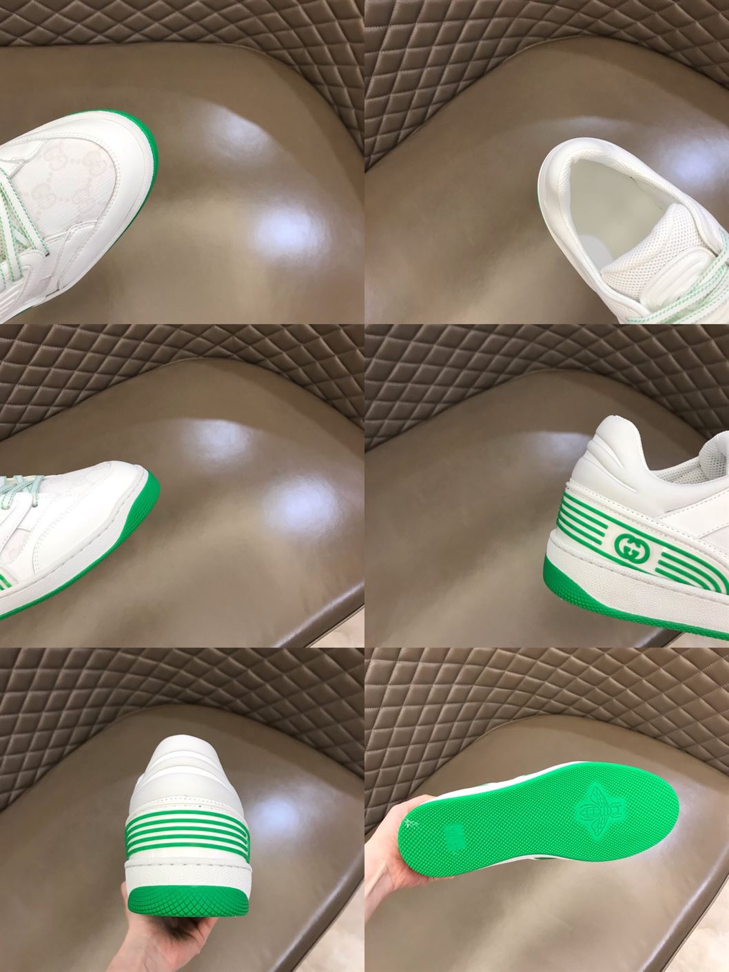 GUCCI BASKET SNEAKERS IN WHITE AND GREEN - GCC032