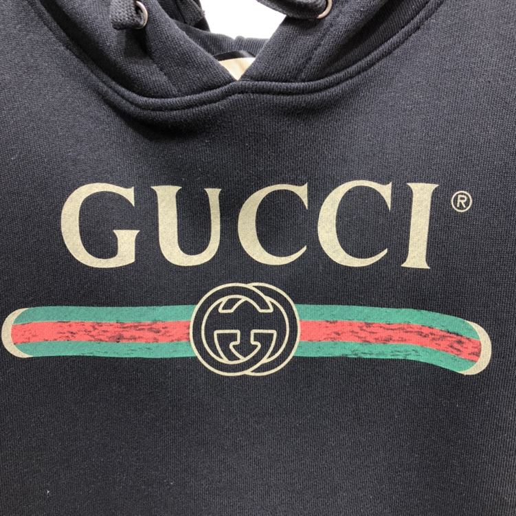 GUCCI BLACK VINTAGE LOGO COTTON SWEATSHIRT HOODED - GCK006