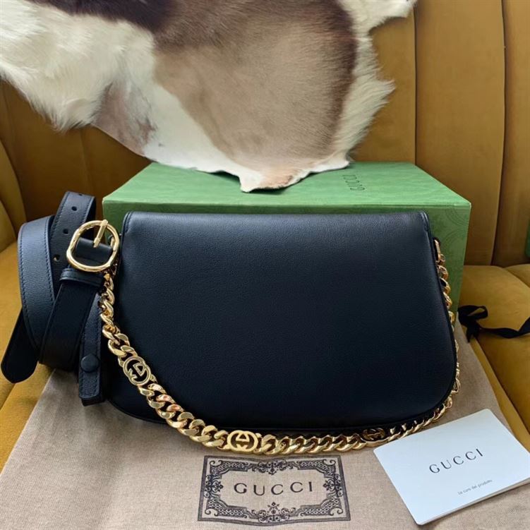 GUCCI BLONDIE SHOULDER BAG IN BLACK LEATHER