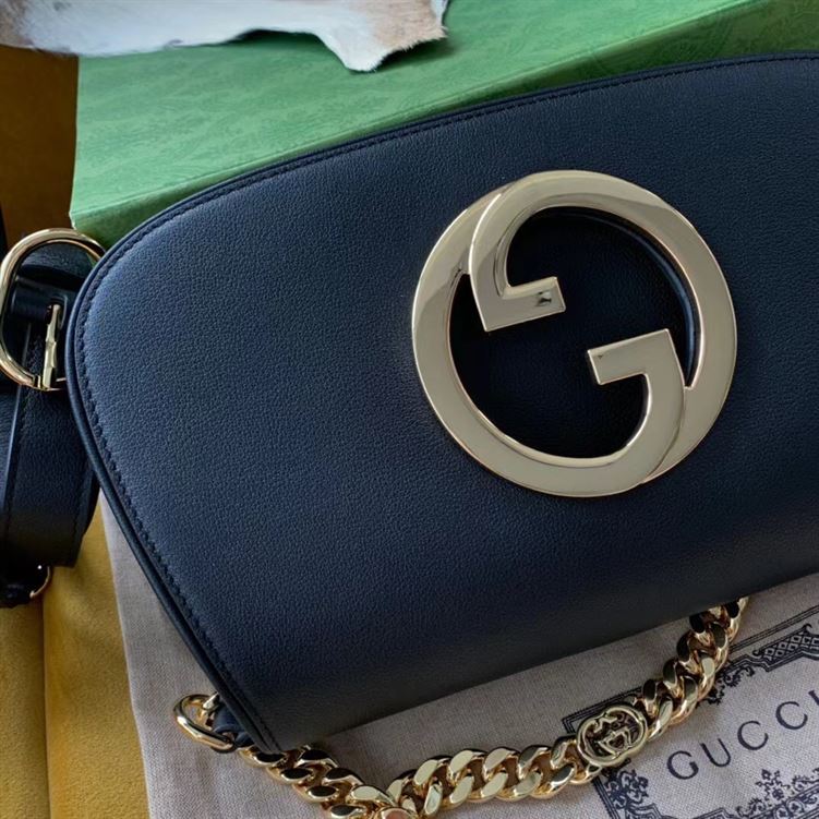 GUCCI BLONDIE SHOULDER BAG IN BLACK LEATHER