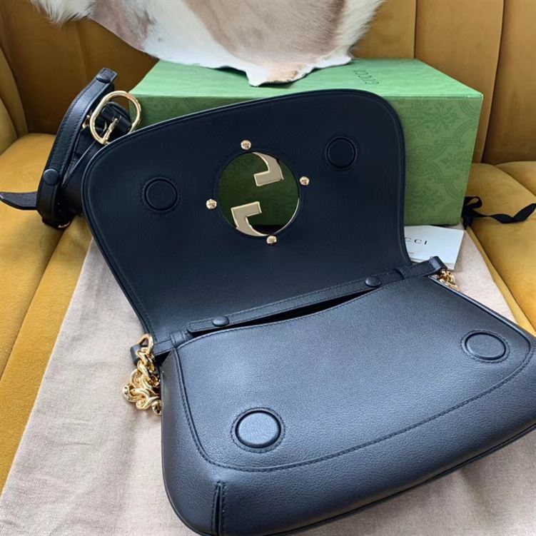 GUCCI BLONDIE SHOULDER BAG IN BLACK LEATHER