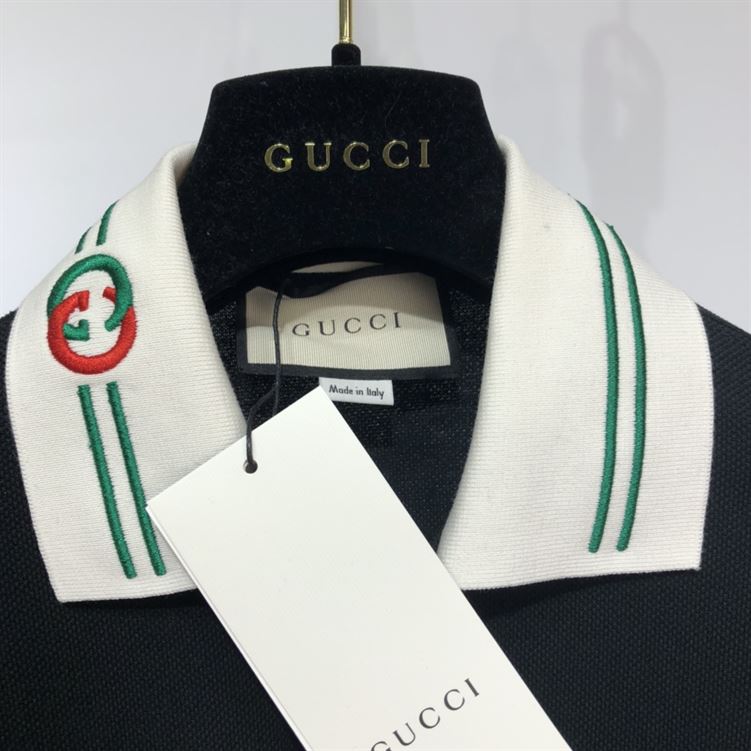 GUCCI COTTON PIQUET POLO WITH INTERLOCKING G - GGS035