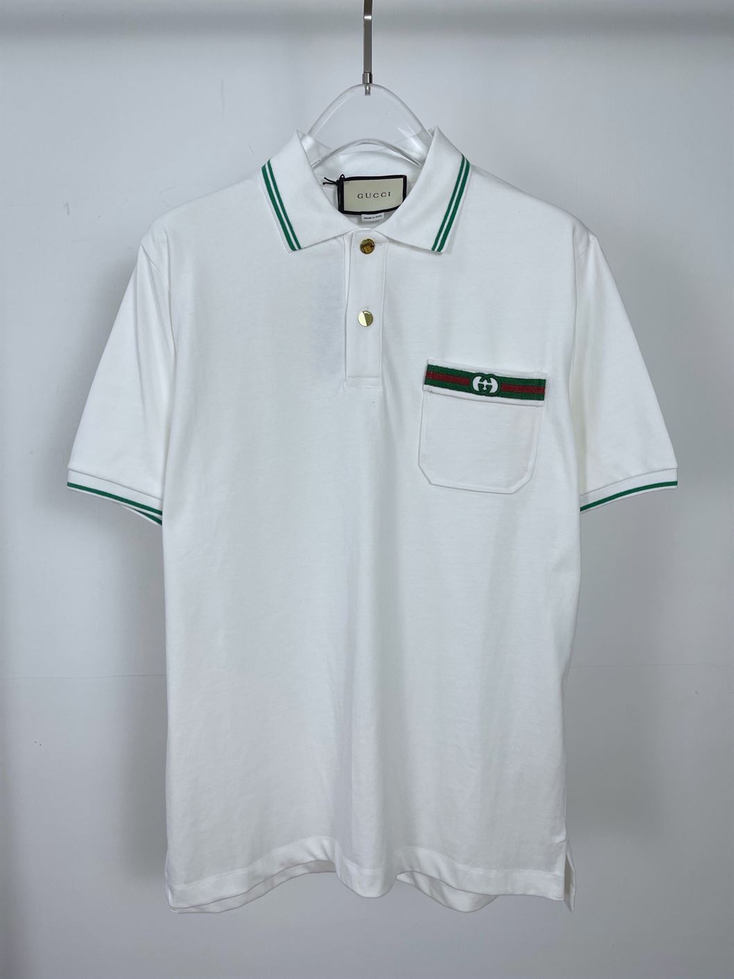 GUCCI COTTON POLO WITH WEB AND INTERLOCKING G - GGS037